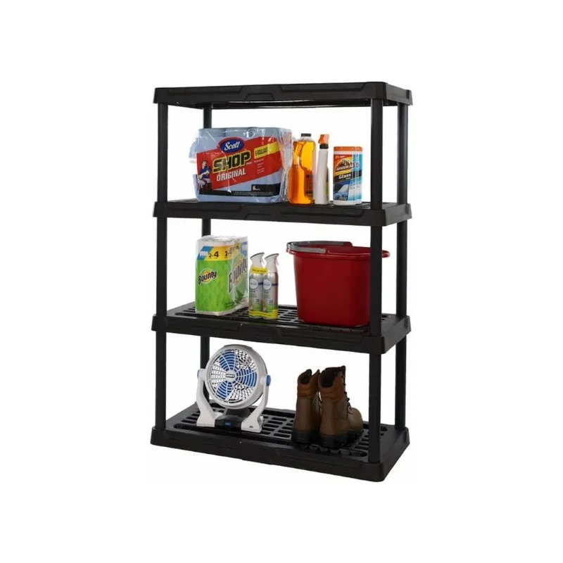 

HART 4-Tier 18" X 36"x 53" Ventilated Plastic Storage Shelf Unit, 600 Lbs. Total Capacity, Black Kitchen Storage