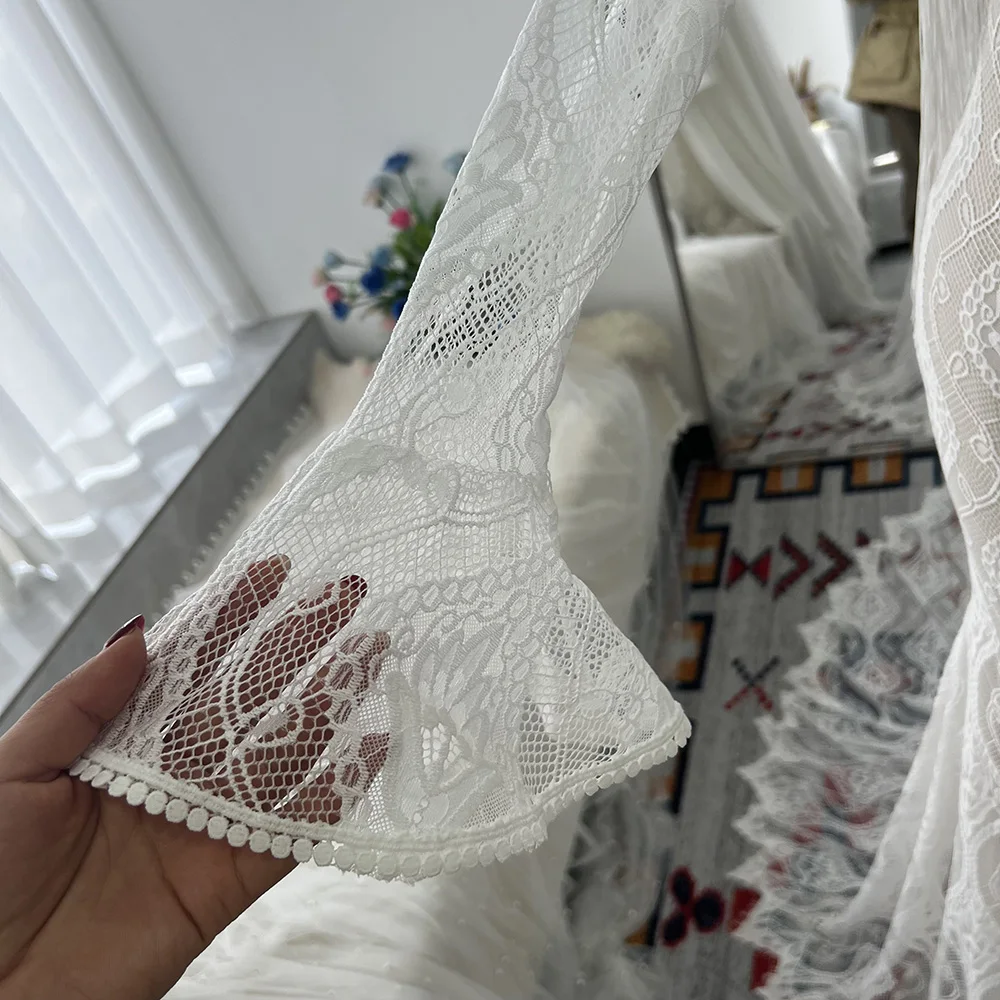Mryarce Lange, ausgestellte Ärmel, böhmische Brautkleider mit Fransen am Rücken, Meerjungfrau-Brautkleider – Detail 8