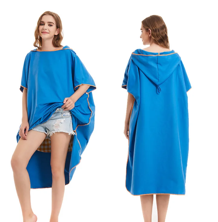 

2022 women's quick drying cloak beach blouse changing bath towel bathrobe seaside cloak double-sided velvet bathrobe