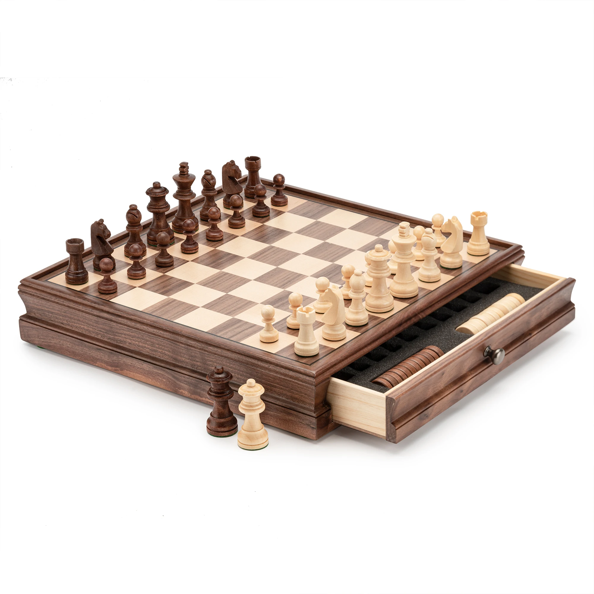 The Study Tournament Plastic Chess Pieces & Roll Up Chess Board Combo -  3.1 King