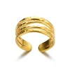 Bagues en acier inoxydable 316L pour femmes, couleur or, anneau ouvert géométrique multicouche, Vintage, étanche, bijoux esthétiques de mariage, cadeau