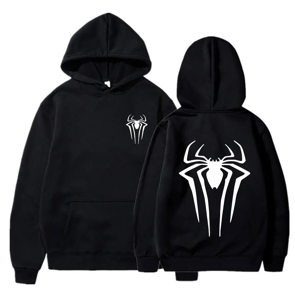 Mens Y2K Spider Print Hoodies Streetwear Loose Hip Hop Quirky Punk Hooded Sweatshirt Fashion Couple Men Women Sports Sweater