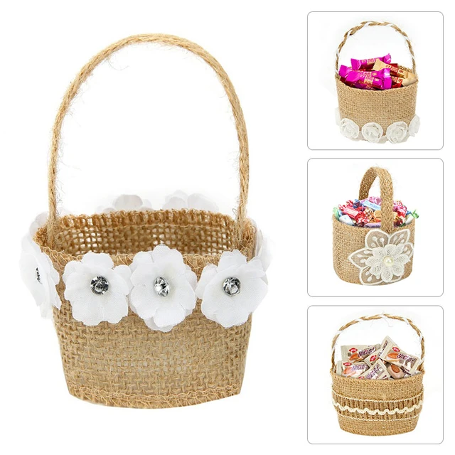 Alipis Wedding Basket Flower Basket Baskets for Gifts Hamper Birthday  Decoration for Girl Small Storage Basket Rustic Flower Girl Basket Wedding