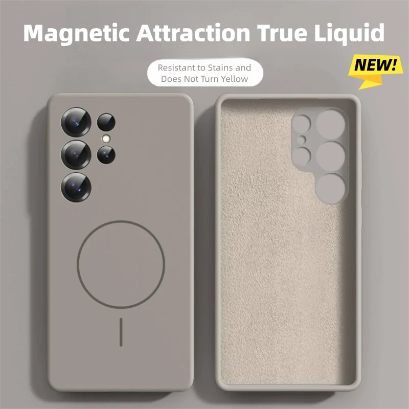 Solid Color Liquid Silicone Magnetic Phone Case with Magsafe Wireless Charging Compatibility