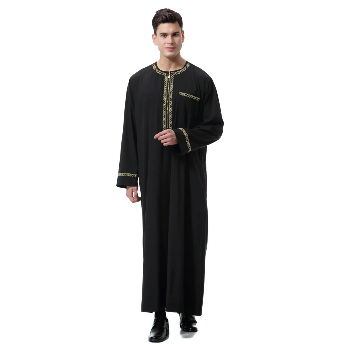 Mens Thoub Thobe Robe Saudi Abaya Dishdasha Jubbah Long Sleeve Arabic Kaftan Thobe Dress Islamic Clothes Thawb Middle East Robes