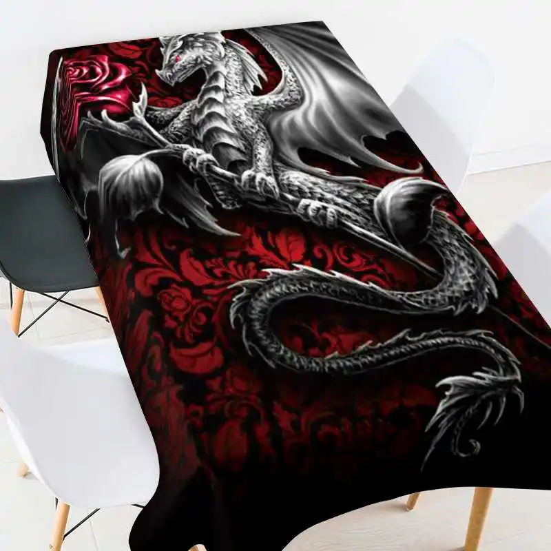 Dragon Leopard Printing Waterproof Oilproof Rectangular Dining Tablecloth Kitchen Decoration rectangular tablecloth table cloth