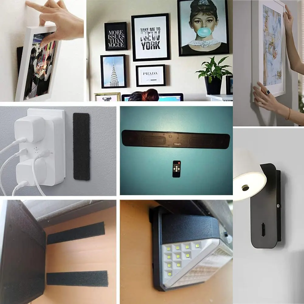 Hook and Loop Tape Each Roll Heavy Duty Adhesive Industrial Strength Hook Loop Strip Mounting Tapes Indoor and Outdoor Black