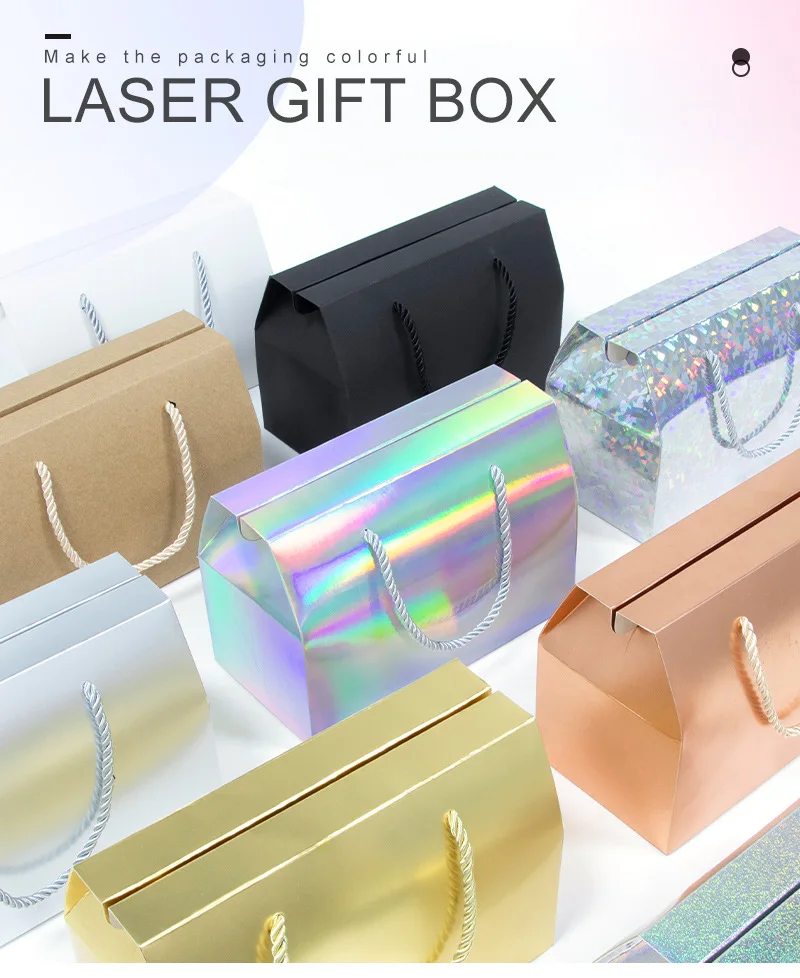 10 Stück 20 * 10 * 13,5 cm Geschenkboxen mit Tragegriff, Blanko-Papier, Hochzeits-/Süßigkeiten-/Tee-/Nuss-/Keks-/Geschenkverpackung Tragegriffbox – Detail 1
