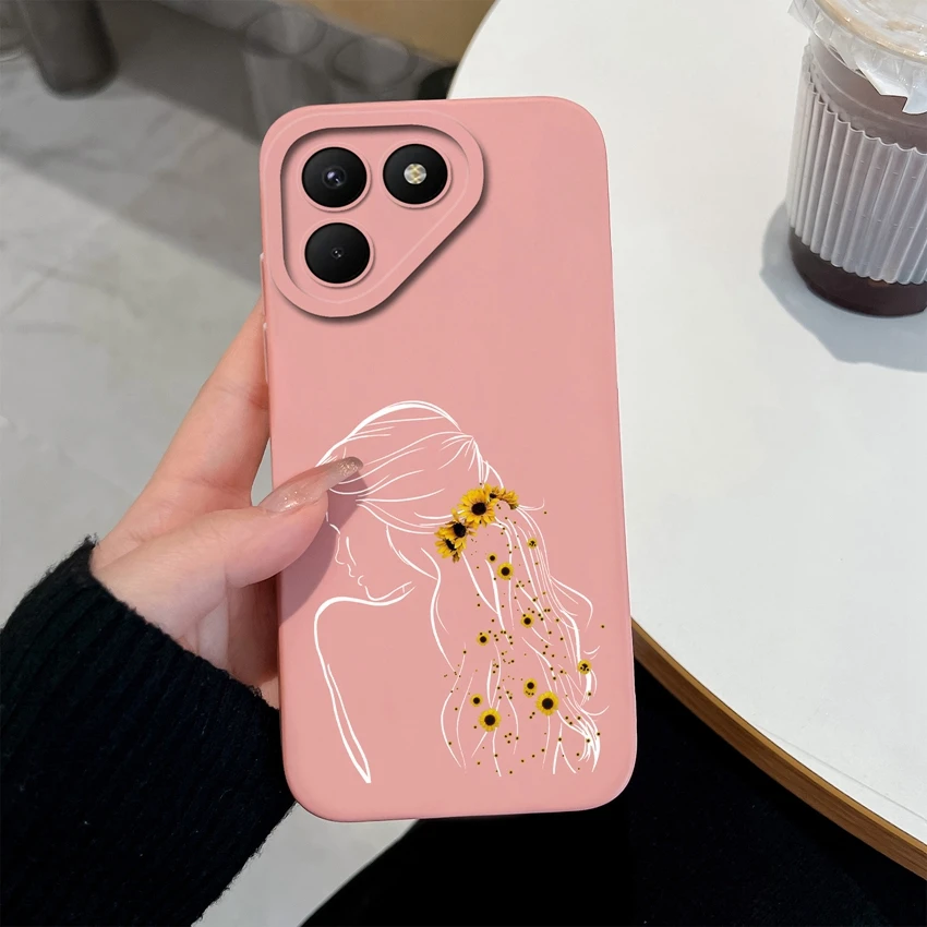 Pretty Rose Silicone Shockproof Phone Case with Screen Protector