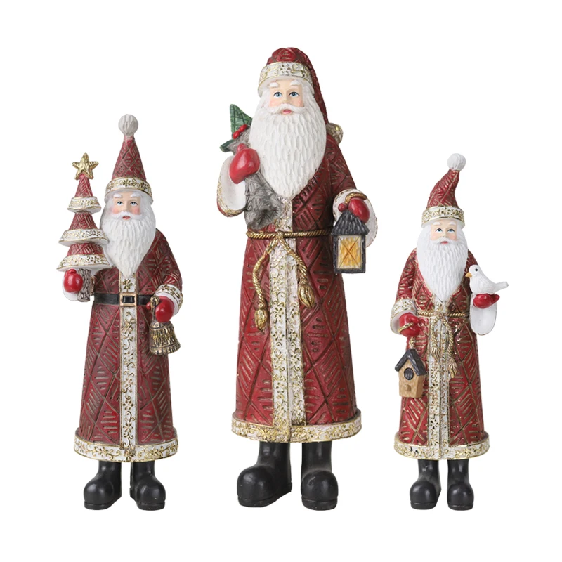 

New Redeco High Quantity Christmas Decoration Suppliers Resin Red Santa Claus For Christmas Gift