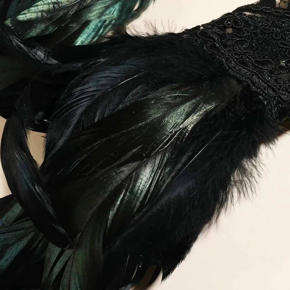 1PC Sexy Lace Feather Long Gloves Party Cosplay Lace Wrist Cuffs Wedding Party Show Costume Halloween Gothic Sleeves Accessories