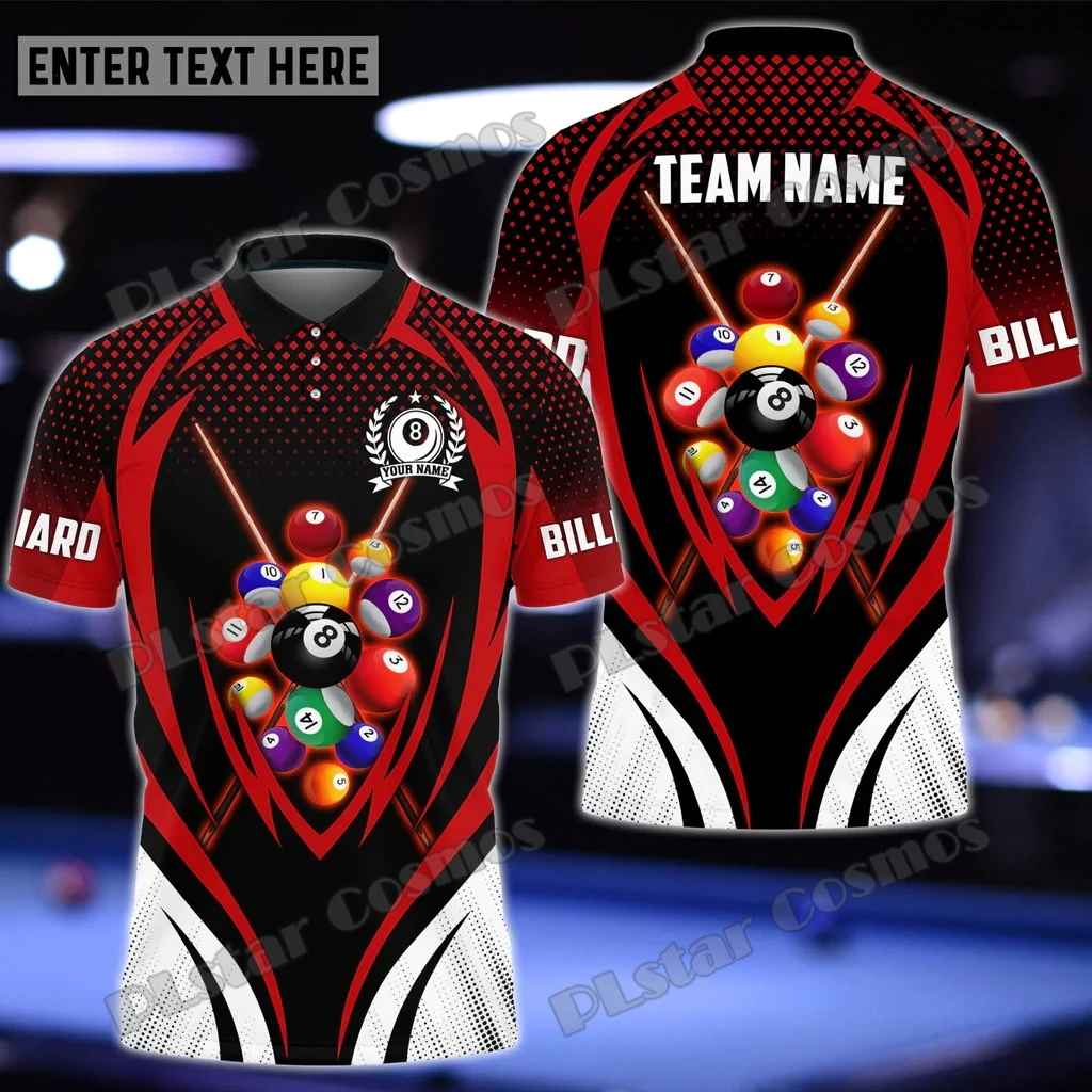 Billard 8 Ball Paint Drop Personalisierter Name 3D All Over Bedrucktes Herren-Poloshirt Sommer Unisex Casual Poloshirt WK172 – Detail 13