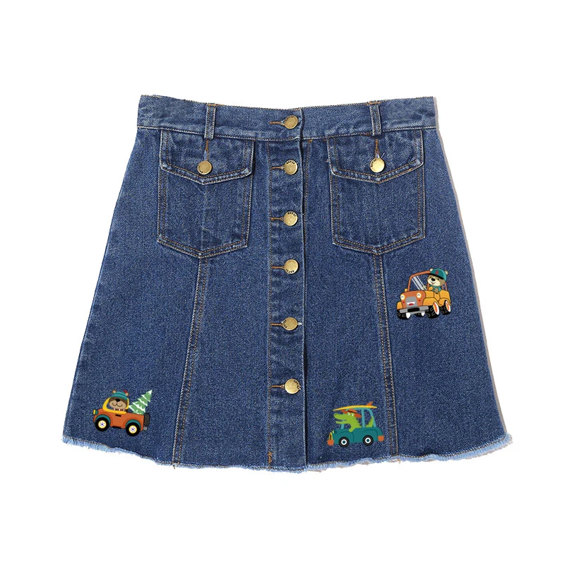 귀여운 동물 자동차 패치 의류 어린이 옷 스티커 Parches Ropa Diy 후드 티셔츠 열 프레스 Appliqued 철 스티커