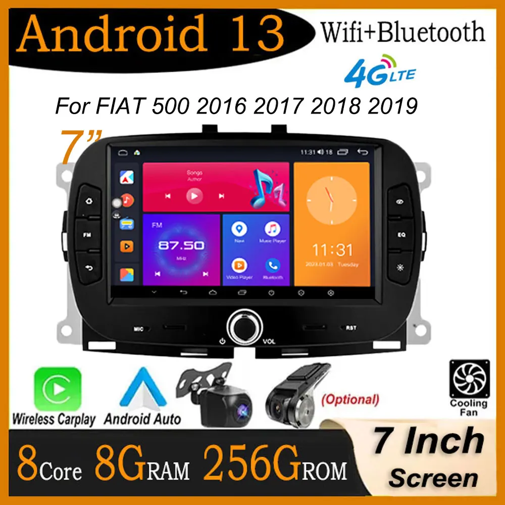 Autoradio Android CAR Radios FM Media Player For FIAT 500 2016 2017 2018  2019 Support Original Camera CarPlay GPS 7'' NAVIGATION - AliExpress