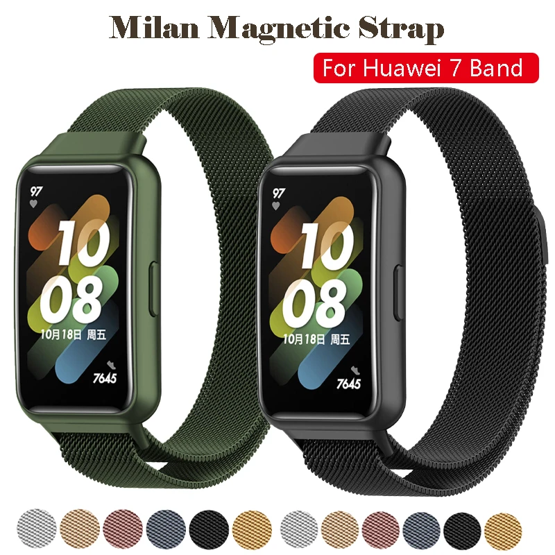 Milanese Loop Strap For Huawei Band 7 Smartwatch Wristband Replacement Metal Magnetic Belt Bracelet For Huawei Band 7 Correa