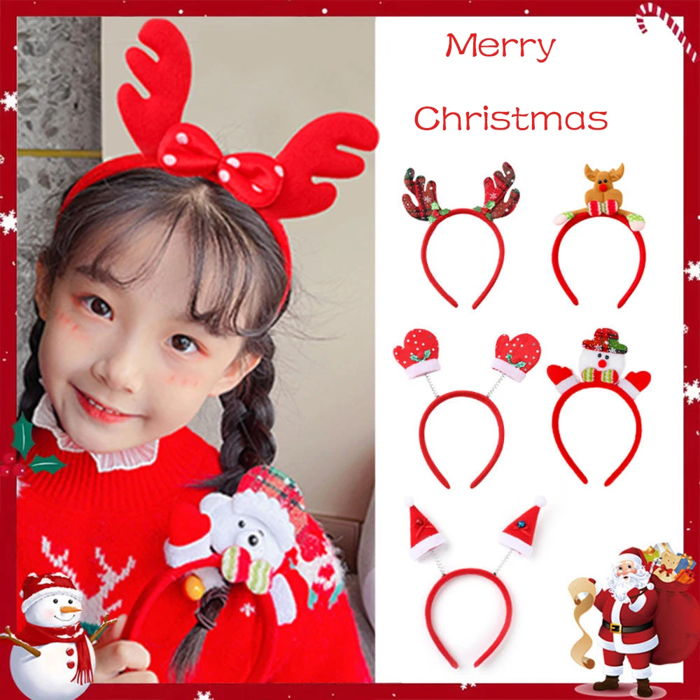 Christmas Headband Santa Snowman Hair Band Headwear For Kids Girl New Year Navidad Xmas Party Hair Hoop Accessories