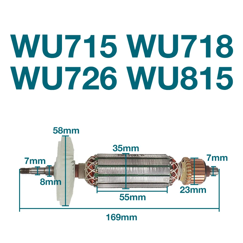 

AC220-240V Якорный ротор для Worx WU715 WU718 WU726 WU815, электроинструменты, угловая шлифовальная машина, аксессуары