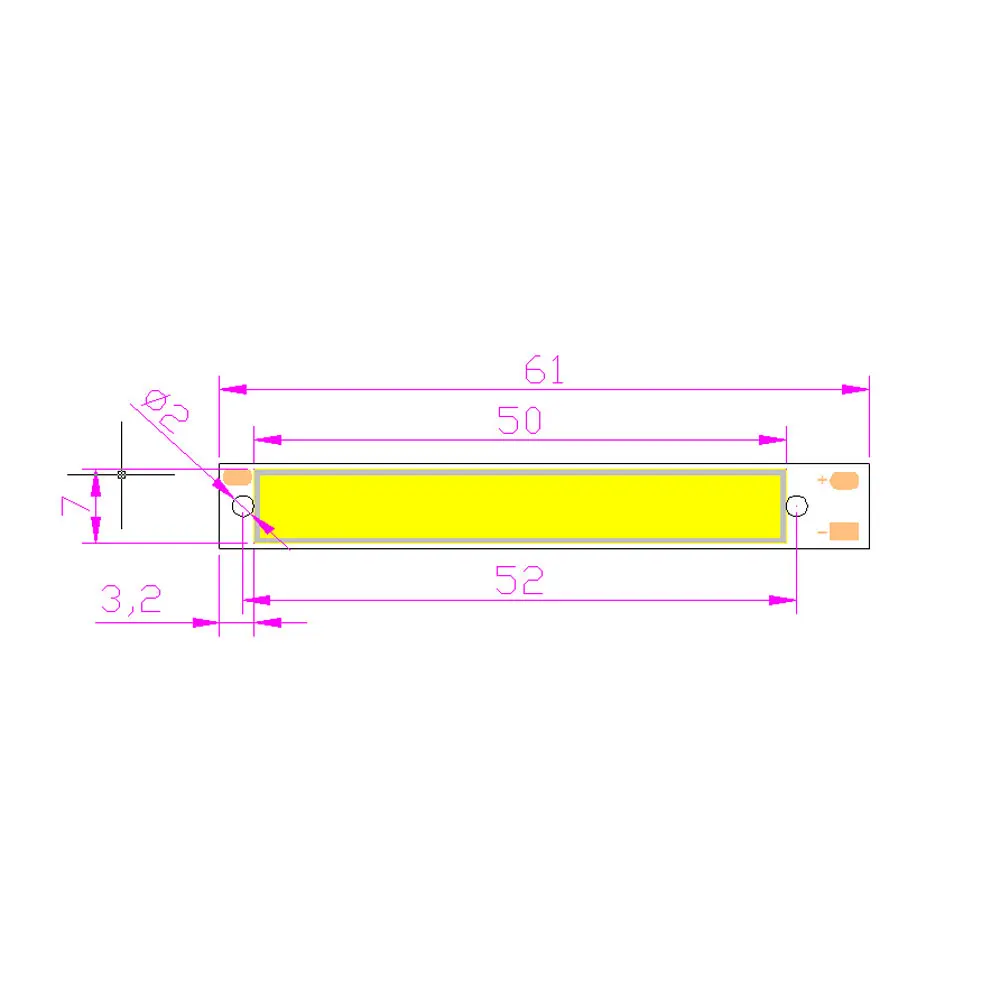 COB Strip LED ZZEL ZYEL 50pcs L61x8mm 3v 4v 1.2w 100lm Vehicle Light for Bicycle Use Module