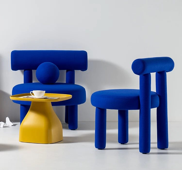 Description Picture 6 of itemBold Nordic Blue Backrest Dining Chair Net Colour Makeup Living Room Dresser Stool Clothing Store Dining Chairs for kitchen