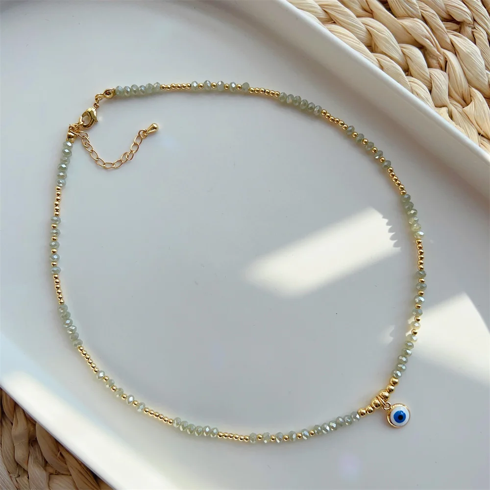 KKBEAD Halskette mit bösem Blick für Damen, Stern- und Mond-Anhänger, Kristall-Halsband, Schmuck, Boho-Geschenk für Muttertag, Y2K-Sommer-Strandschmuck – Detail 4