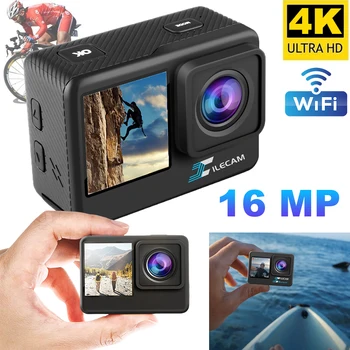 4K UHD 2.0 Inch IPS Screen Outdoor Sport Cam Anti-Shake Action Camera 1080P 30FPS Bicycle Video Recording Camera 120 Wide Angle 1