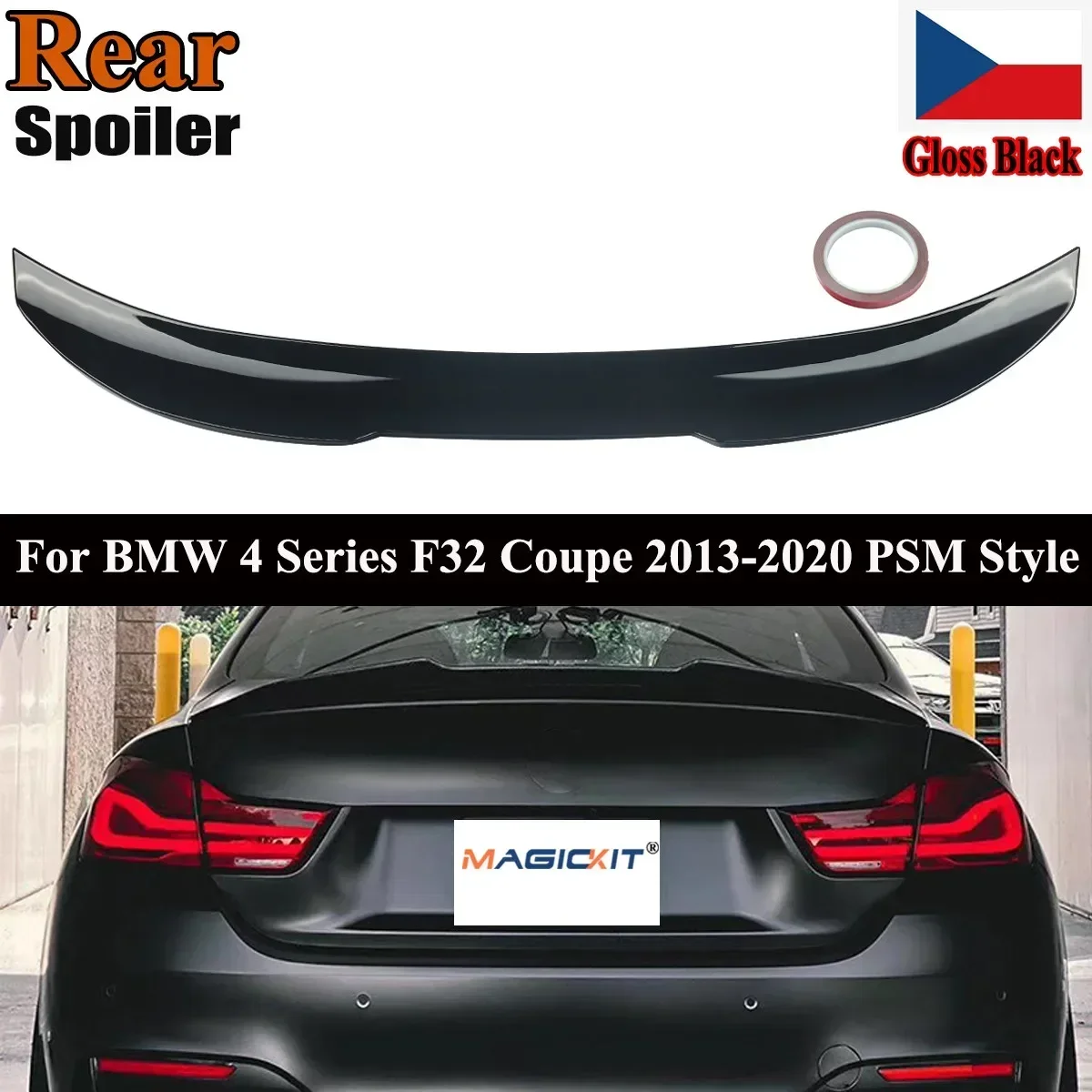 

PSM Style for BMW 4 Series F32 Rear Trunk Spoiler Glossy Black/Carbon Fiber Look Car Rear Trunk Boot Lip Spoiler Wing Lip 14-20