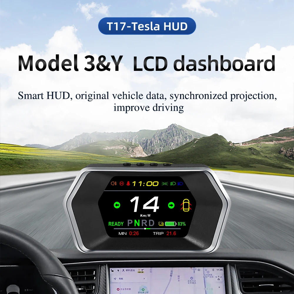 OBDHUD T17 HUD – compteur numérique à affichage LCD Tesla modèle 3