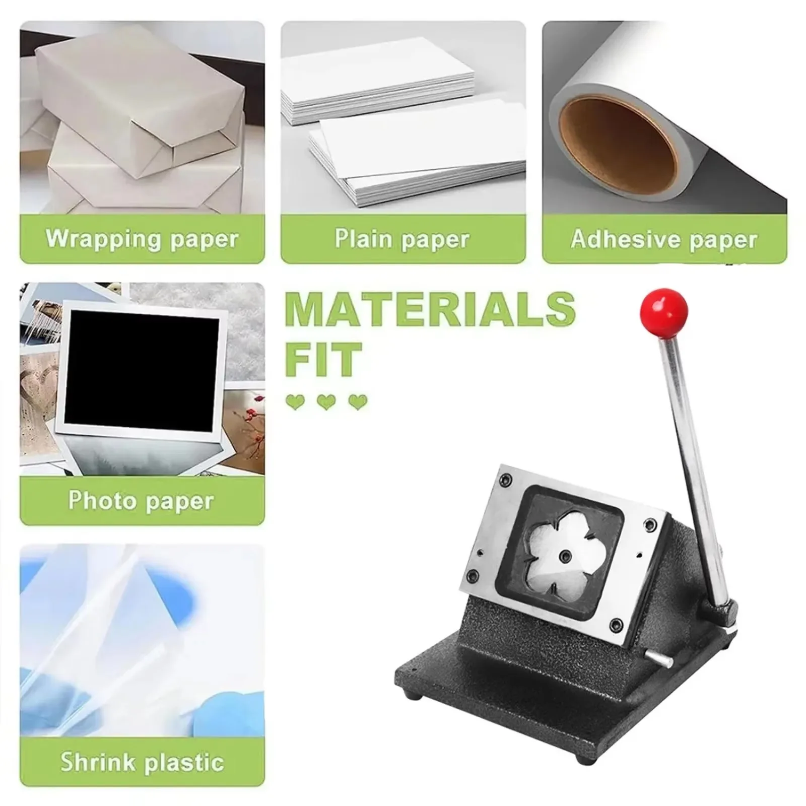 Five-pointed Star Badge Machine Set Five-pointed Star Button Cutting Machine for 58*58mm Badge Making with 100 PCS Parts