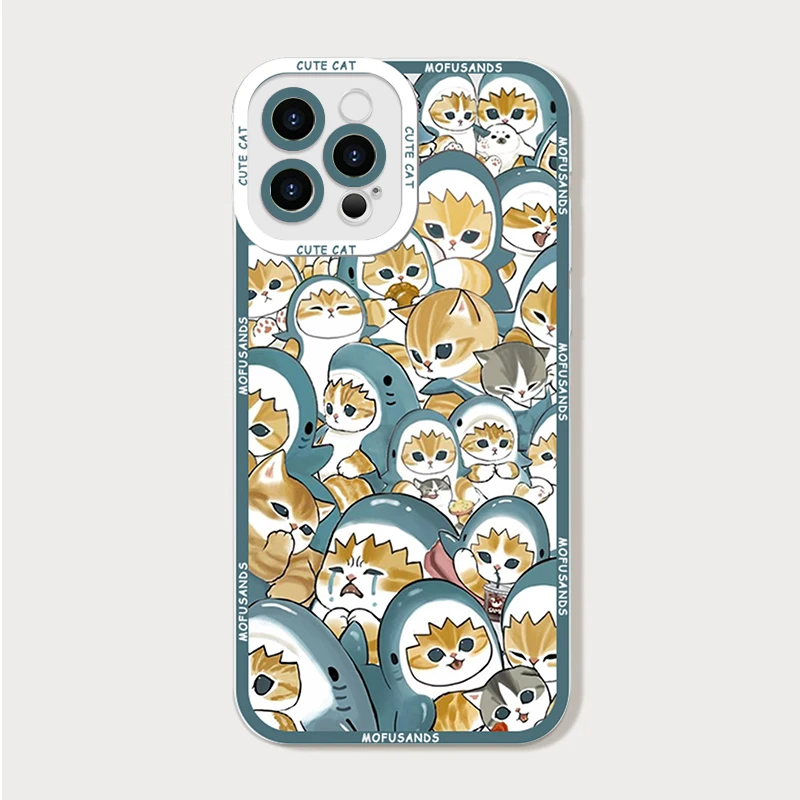 Cartoon Shark Cat Clear Phone Case