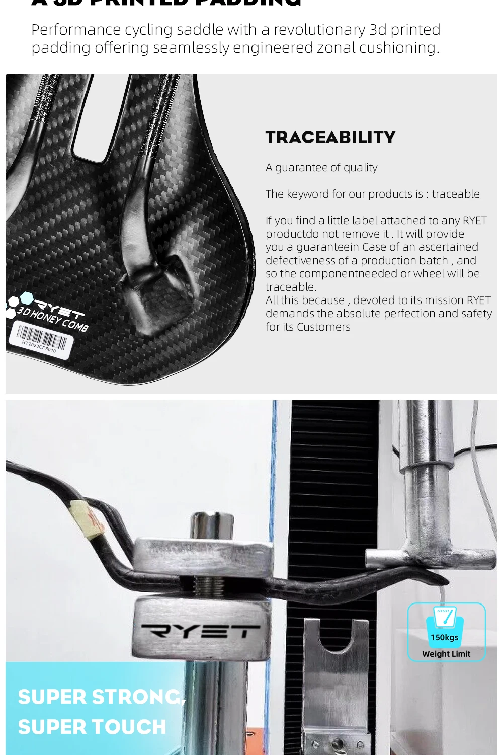 RYET 3D Printed Bike Saddle Bicycle Seat Cushion Ultralight Full Carbon Road MTB Mountain Bike Seating Cycling Accessories