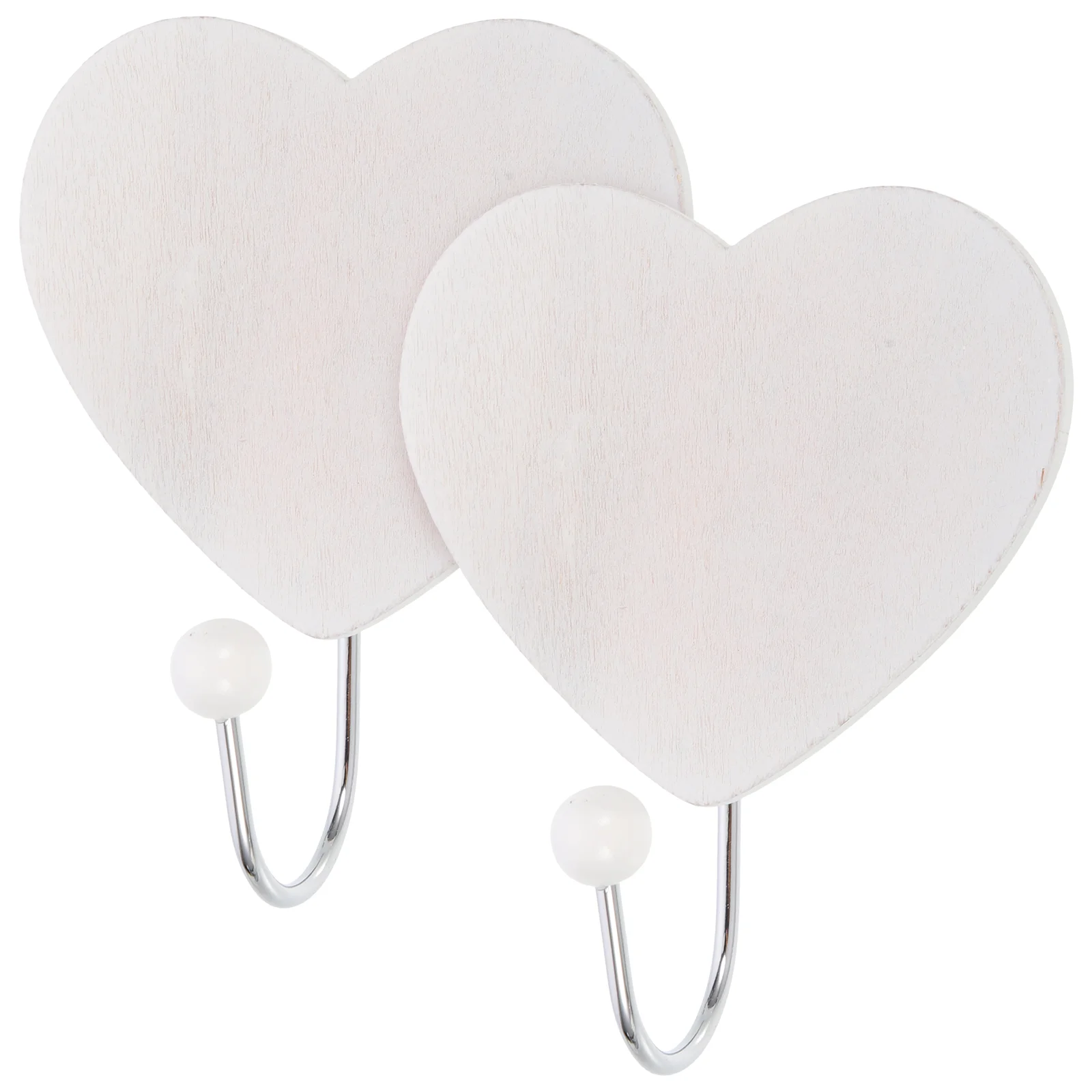 

2 Pcs Wooden Storage Hook Wall Hanger Hat Decorate Hole Punched Heart Shape Bamboo Coat Hangers