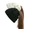 Women Winter Hats Beanies Knitted Girls Cap Twist Crochet Winter Hats For Female Pompom Beanie Ear Braid Ponytail Hat Skullies 2