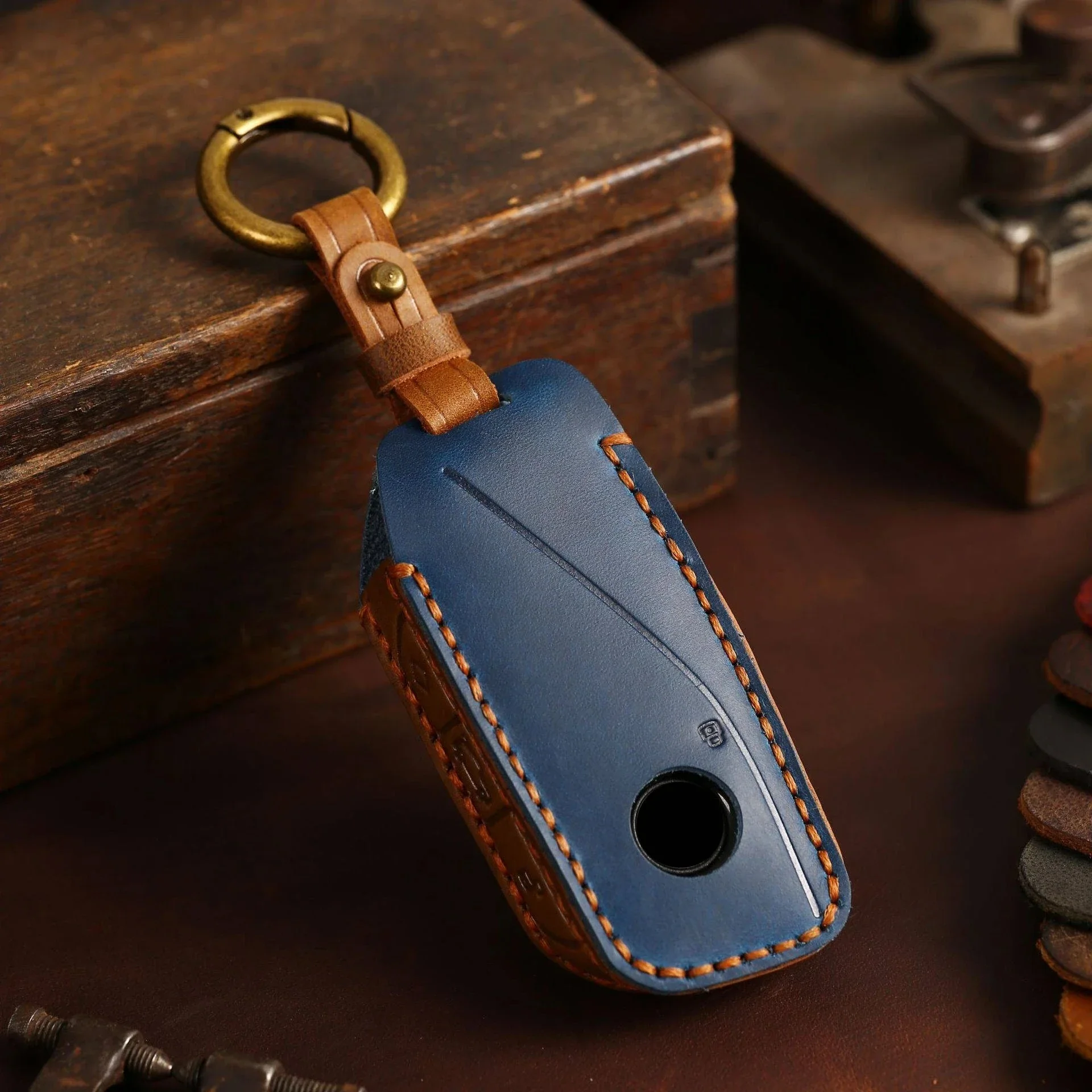 Premium Leather Handcrafted Key Case with Key Ring