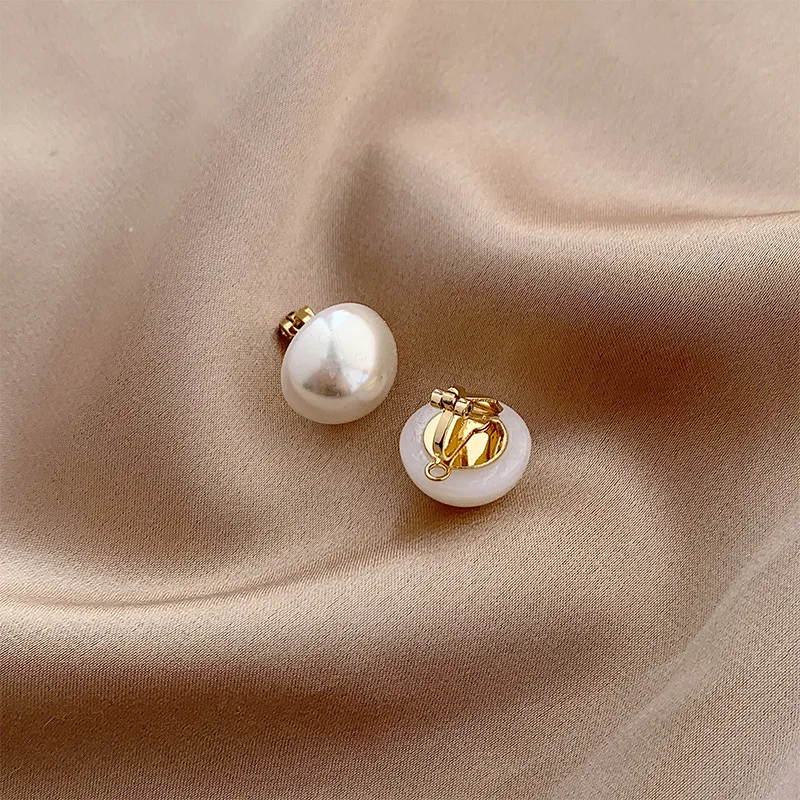 15 Mm Diameter Simulated Pearl Clip on Earrings No Pierced For Women Wedding Party Jewelry
