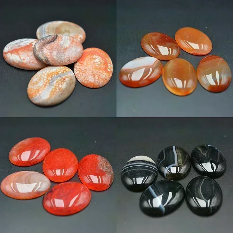 Natural Stone Beads Loose Stone Beads 40mmx30mm Oval Red Agates Beads Cabochon Flatback Dome Undrilled Natural Stone Beads DIY Pandandt Earring Ring Jewelry