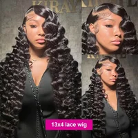 250% 30 40 pouces cheveux humains 13x6 HD dentelle frontale perruque brésilienne lâche vague profonde bouclés cheveux humains 360 pleine dentelle avant perruque pré-plumée 4