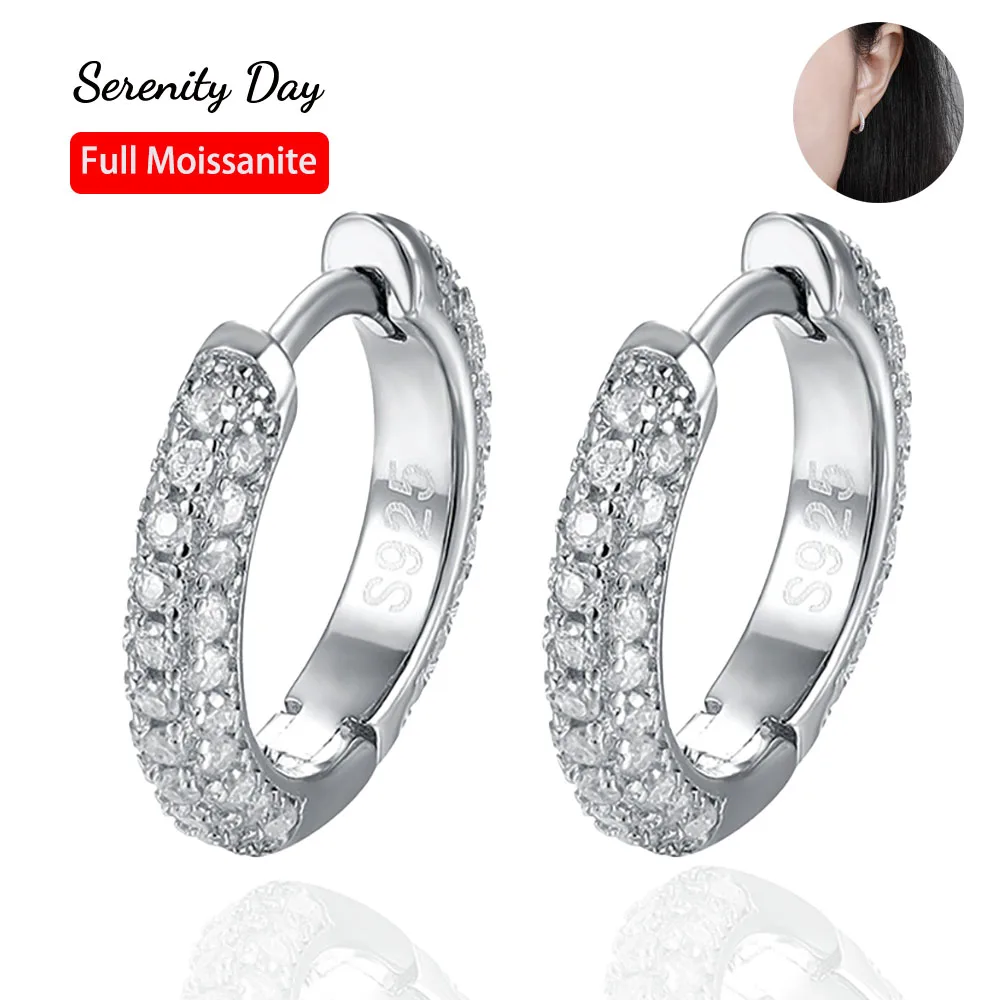 Женские серьги-кольца из серебра 1,0 пробы, с муассанитом