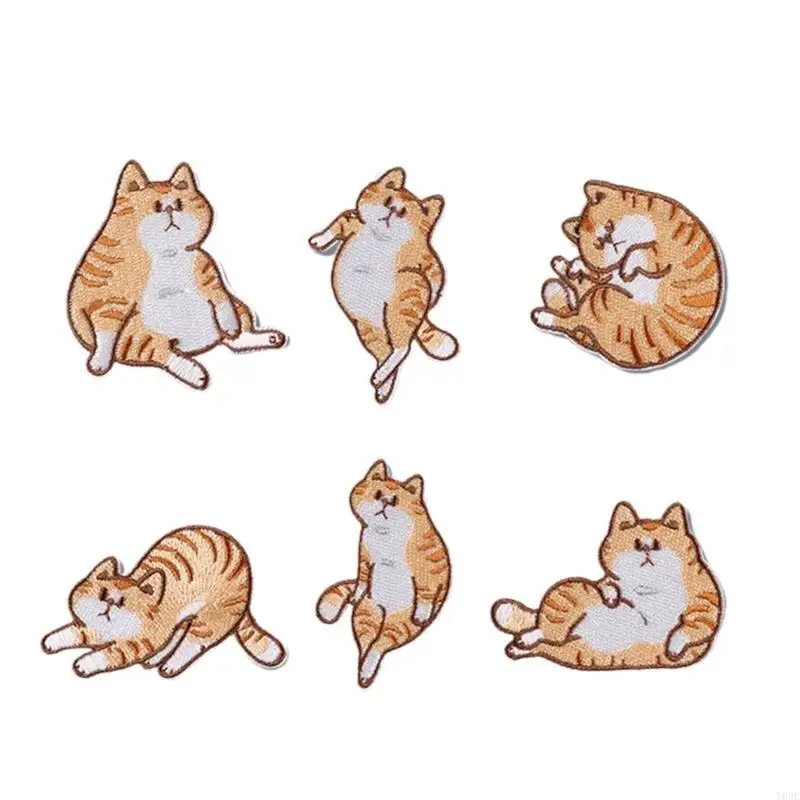 6 PCs Kätzchen Eisen auf Flecken nähen Sie Applique -Flecken Katzen Stickflächen Y08E – Detail 9