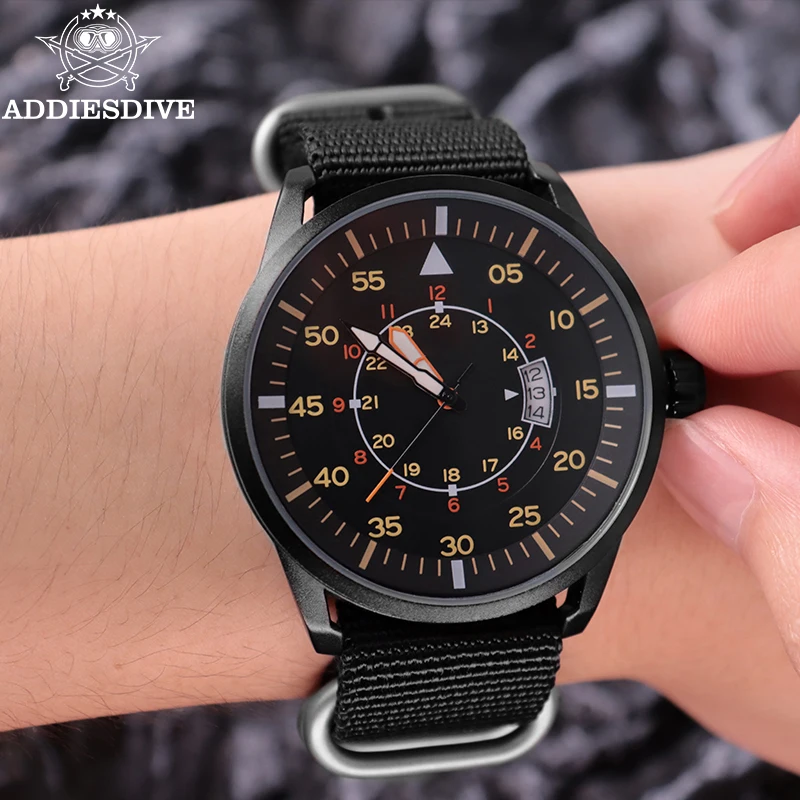 ADDIESDIVE JD1508 Men's Quartz Watch Round Hardlex Dial Window Watches Nylon Strap 50M Waterproof Wirstwatches Relogio Masculino 6
