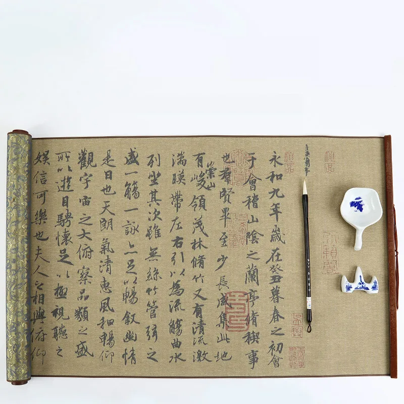 Scroll Water Writing Cloth Set Adult Reusable Water Writing Cloth Set Beginners Chinese Brush Calligraphy Entrance Copybooks Set scroll water writing cloth set reusable orchid pavilion writing cloth set beginner chinese brush calligraphy entrance copybook