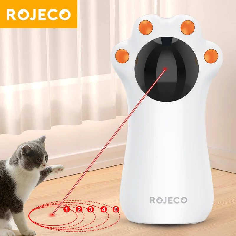 ROJECO Automatic Cat Laser Toy Smart Interactive LED Handheld Pet Teaser