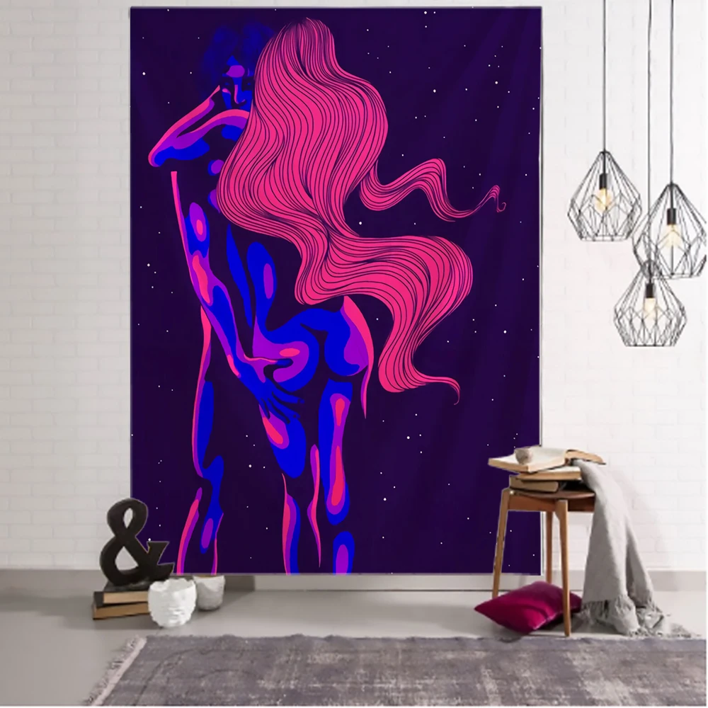 Tapestry Decorations Psychedelic 80's Aesthetic Boho Wall Hanging