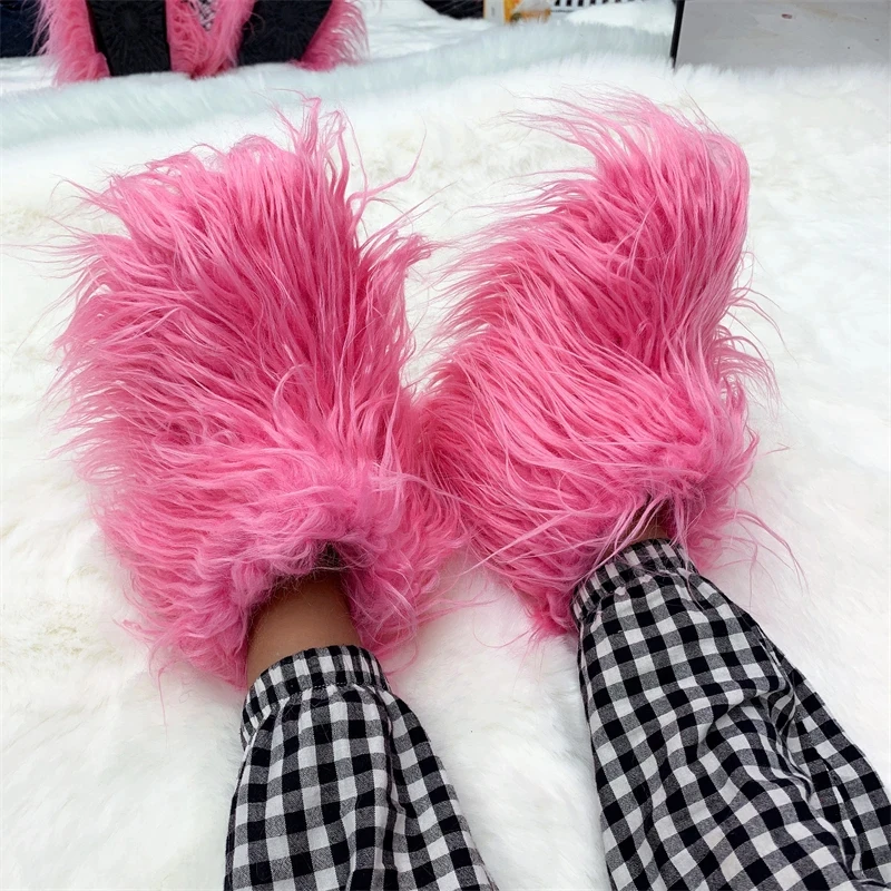 

2024 Kids Warm Fur Boots Kids Winter Plush Faux Fur Snow Boots Ladies Furry Outdoor Slip On Shoes Female Cozy Fuzzy Cotton Boot