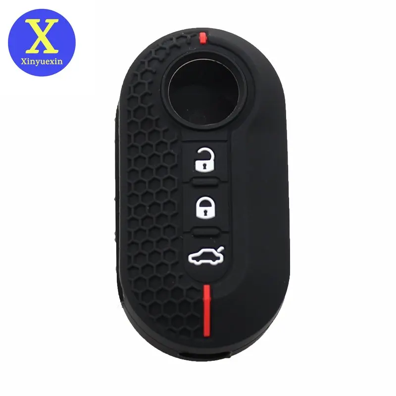 Xinyuexin Custodia Per Chiavi In Silicone Per Auto Custodia Per Fiat Punto Ducato Panda Telecomando 3 Pulsanti Per Accessori Fiat 500