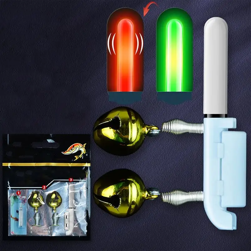 Fishing rod light Clip Fishing Light Stick Rod Bell USB Charge Luminous Tackle Night Bright Lamp Fish Bell Alarm Indicator Ring