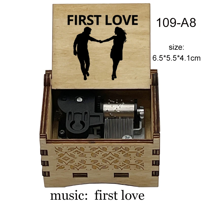 First Love Music Box Wooden Clockwork Musical Gifts For Girlfriend Lovely Birthday Christmas Cafe Decor Ornament