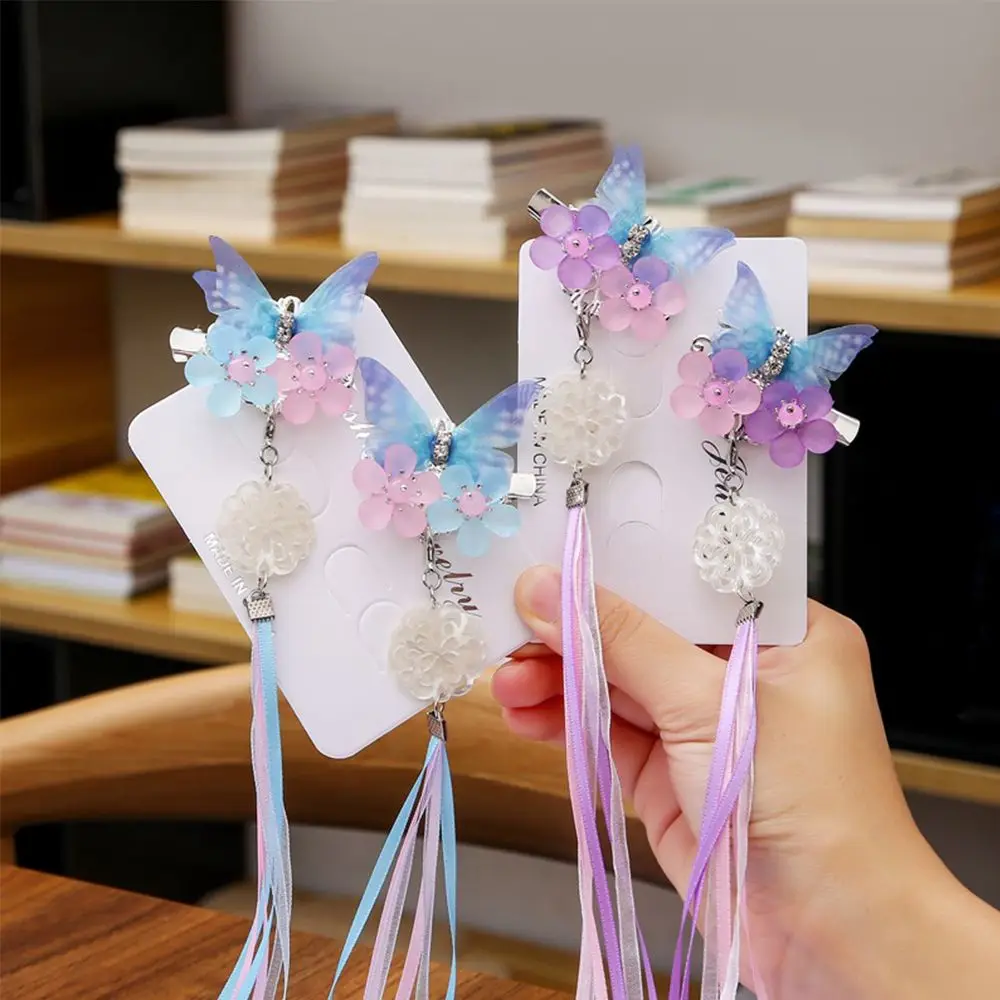 Ancient Ornaments Hair Accessories Children Tassel Adult Girls Butterfly Hairpin Hair Clips Antique Hair Clip Hanfu Headdress