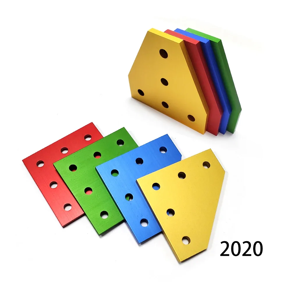 

10 шт., пластина углового кронштейна, анодная поверхность окисления, 5 отверстий, внешняя Соединительная пластина для 20 серий, рамка для алюминиевого профиля принтера