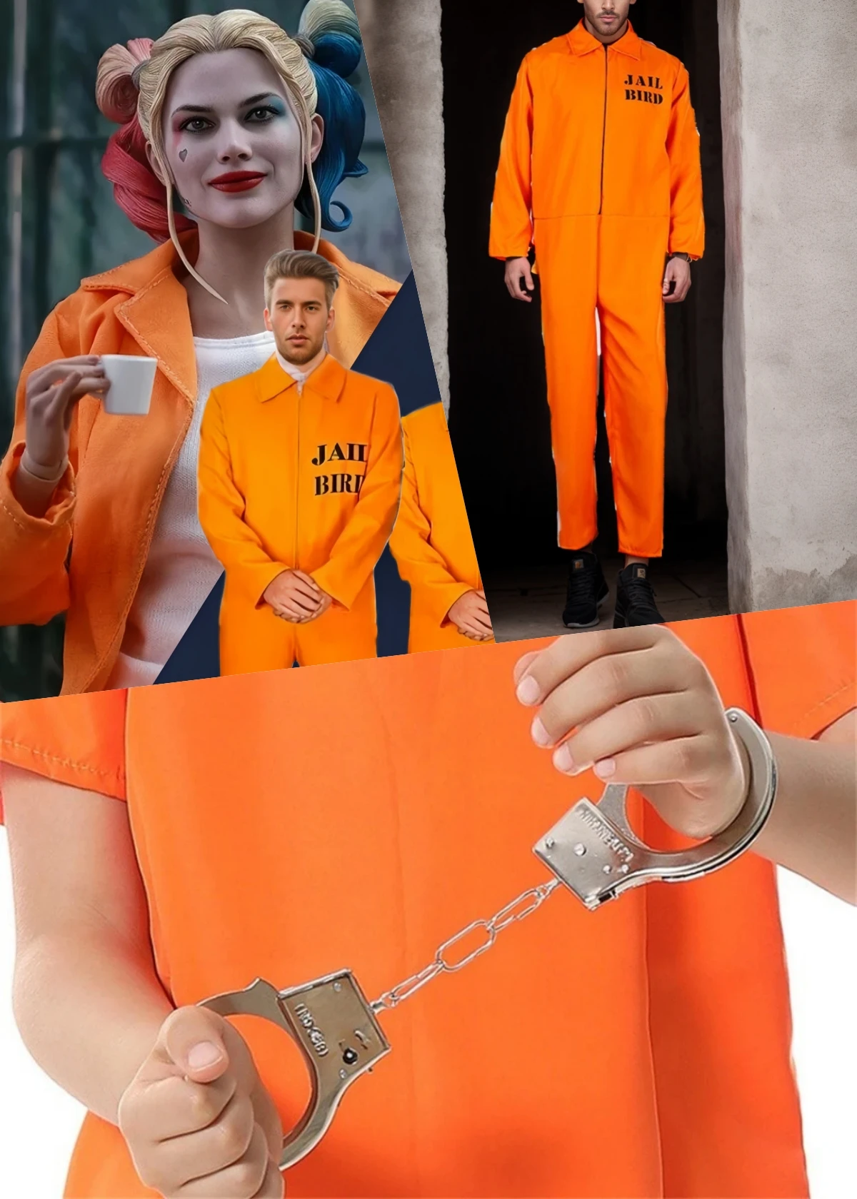 Men Prisoner Prison Jump Suit Halloween Carnival Party Dress Cosplay Orange Inmate Costumes Unisex Prison Criminal Inmate Outfit