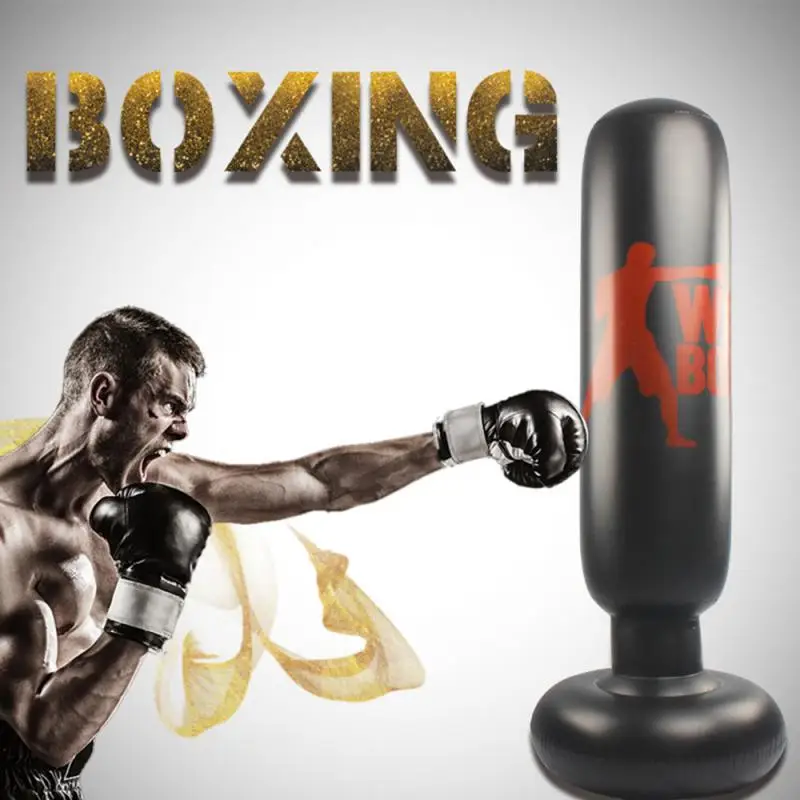 

160cm Boxing Punching Bag Inflatable Free-Stand Tumbler Muay Thai Training Pressure Relief Bounce Back Sandbag With Air Pump